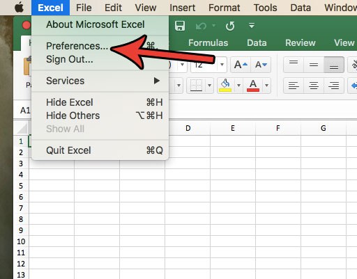setting default font in excel for mac